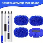 GreatCool 62 Car Wash Brush Kit Mitt Mop Sponge with Long Handle Chenille Microfiber Car Cleaning Brush Kit Supplies Car Washing Mop Kit Car Care of Scratch-Free Replacement Head for Car RV Truck - Image 8