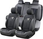 FLORICH Leather Car Seat Covers Full Set for Cars, SUVs & Trucks, Pink Black Front & Rear Automotive Seat Covers, Universal Fit for Toyota Honda Ford Jeep - Image 16